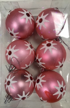 Burbulai kalėdiniai rožinės spalvos 6vnt