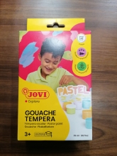 Guašas JOVI TEMPERA, 35 ml, 6 pastelinių spalvų rinkinys su teptuku