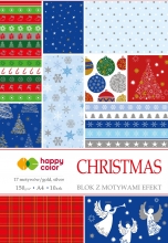 Dekoratyvinio popieriaus albumas A4/10l. 150g/m2 Christmas 17 motyvų, metaliz., Happy Color
