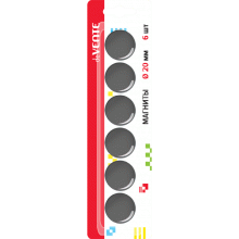 Magnetai deVENTE, 20mm, 6 vnt, juodos spalvos