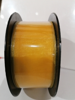 Organzinė juostelė geltona ryškios spalvos. 38mm