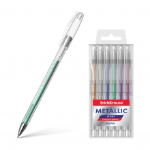 Gelinių rašiklių rinkinys METALLIC, ErichKrause, storis 0,6mm, 6 metalizuotos spalvos