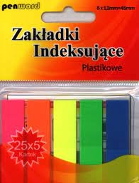 Indeksai žymekliai PENWORD 12x45mm 5sp.x25lapų nr.ZI-10, plastikiniai