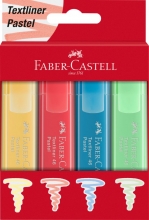 Teksto žymeklių rinkinys Faber-Castell, 4 pastelinių spalvų,kirstu galiuku, 1,2 - 5mm