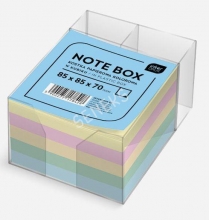 Užrašų lapeliai spalvoti 8,5x8,5x7 plast. dėžutėje