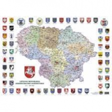 Žemėlapis administracinis su herbais LR suskirstymas64x47cm