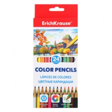 Spalvoti šešiabriauniai pieštukai, ErichKrause, storis 3mm, 24 spalvos