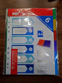Skiriamieji lapai MP A4 6 spalvos