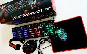 Kompiuterio klaviatūra Komplektas kompiuteriniam žaidimui E-SPORTS Klaviatūra+ausinės+pelė