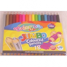 Spalvoti pieštukai, dideli, apvalūs Colorino Kids Jumbo 18 spalvų su drožtuku