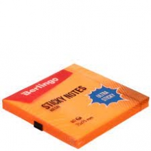 Lipnūs lapeliai Sticky Notes Ultra Berlingo 75x75 mm. 80 vnt, NEO orandžinės spl.