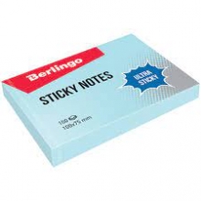 Lipnūs lapeliai Berlingo Ultra sticky melsvos spl., 100x75 mm. 100 vnt.