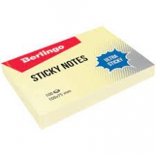 Lipnūs lapeliai Sticky Notes Ultra Berlingo 100x75 mm.100 vnt, pastel.geltonos spl.