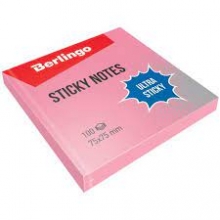Lipnūs lapeliai Sticky notes Ultra Berlingo 75x75 mm. 100 vnt. rausvos spl.