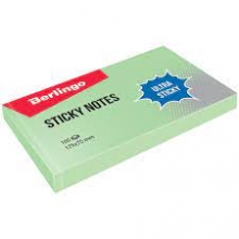 Lipnūs lapeliai Berlingo Ultra sticky žalsvos spl., 125x75 mm. 100 vnt.