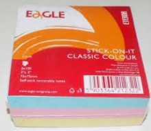 Lipnūs lapeliai užrašams 654-3K, Eagle, 75x75mm, 300 pastelinių spalvų lapelių