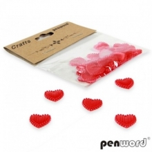 Dekoracija rankdarbiams Širdelės plastikinės raudonos 30vnt. 14x10mm DS02 PENWORD