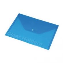 Aplankas vokas su spaustuku PANTA PLAST A4 skaidri mėlyna