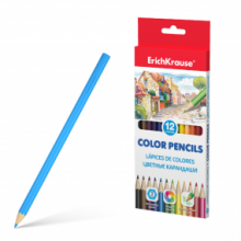 Spalvoti šiašiabriauniai pieštukai, ErichKrause, storis 3mm, 12 spalvų