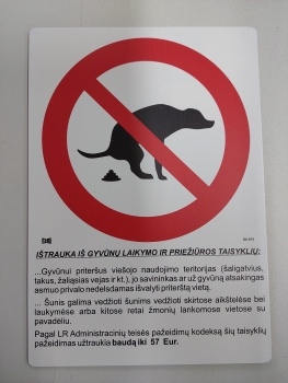 Lentelė Draudžiama vedžioti šunis 200x300 mm. DB