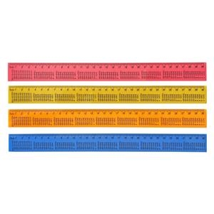 Liniuotė plastikinė su daugybos lentele 30cm. įvairių spalvų