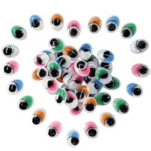 Dekoratyvinės akys deVENTE su blakstienomis, 10x15mm,, lipnios, 20vnt,įvairių spalvų