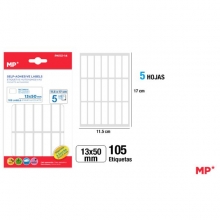 Lipnios etiketės MP 13x50mm baltos 105vnt