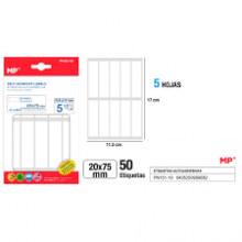 Lipnios etiketės MP 20x75mm baltos 10vnt x 5lapai