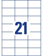Lipnios etiketės A4, baltos, 70x42,3mm viename lape 21vnt,10 lapų