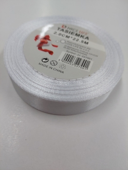 Atlasinė juostelė 20mm x 22,5m balta sp.