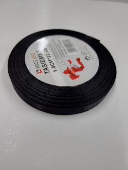 Atlasinė juostelė 10mm x 22,5m juodos sp.