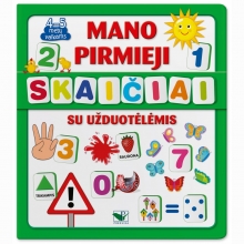 Mano pirmieji skaičiai. SU UŽDUOTĖLĖMIS 4-5m.v,knyga su 64 putplaščio kortelėmis