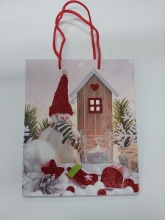 Kalėdinis dovanų maišelis raudonu blizgučiu 19,5x23,5