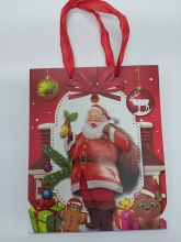 Kalėdinis dovanų maišelis raudonas su Kalėdų Seneliu 19.5x24cm.