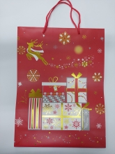 Kalėdinis dovanų maišelis raudonu pagrindu 30x40