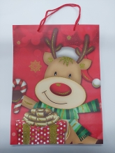 Kalėdinis dovanų maišelis raudonu pagrindu 30x40