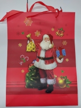 Kalėdinis dovanų maišelis raudonas su Kalėdų Seneliu 30x40