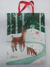 Kalėdinis dovanų maišelis žaliu pagrindu 26x32