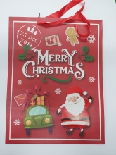 Kalėdinis dovanų maišelis Merry Christmas raudonas 30x39