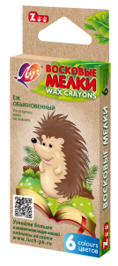 Vaškiniai kreidelės Luch Zoo 6 spalvų