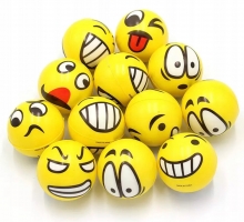 Antistresiniai kamuoliukas su įvairiomis emocijomis 6 cm. geltoni