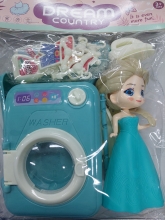 Žaislinė mini skalbimo mašina su lėlyte ir kt. smulkiomis detalėmis