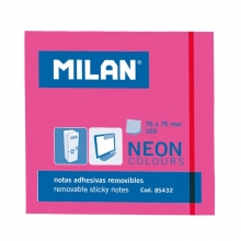 Lipnūs lapeliai MILAN 76x76mm/ NEON 100l. rožiniai