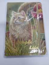 Užrašų knygutė su katinais, su užtraukiama gumele, linijomis
