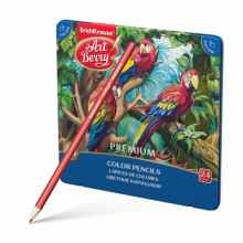 Spalvoti pieštukai Premium Art Berry ErichKrause, šešiabriauniai, 24 spalvų, metalinėje dėžutėje