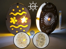 Medinė kiaušinio imitacija LED 11,5x15x3 cm