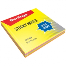 Lipnūs lapeliai Sticky notes Ultra Berlingo 75x75 mm. 100 vnt. įvair. spl.