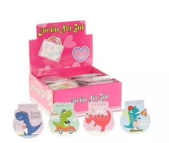 Užrašų knygelė su spirale Happy Dino 8 cm.