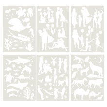 Trafaretai AIRBRUSH FUN Animal Kingdom & Family, Jolly, plastikiniai, 210x297mm, 12 vnt
