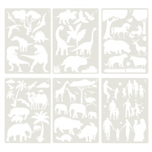 Trafaretai AIRBRUSH FUN Animal Kingdom & Family, Jolly, plastikiniai, 210x297mm, 12 vnt